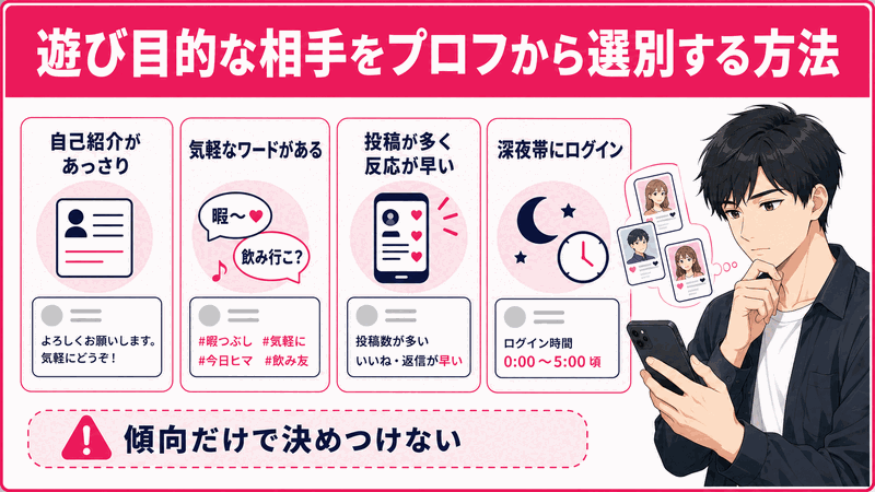 遊び目的の相手をプロフィールから探す方法